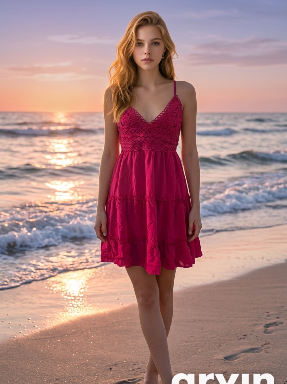 SHEIN Pink Ruffled Tiered Mini Sundress